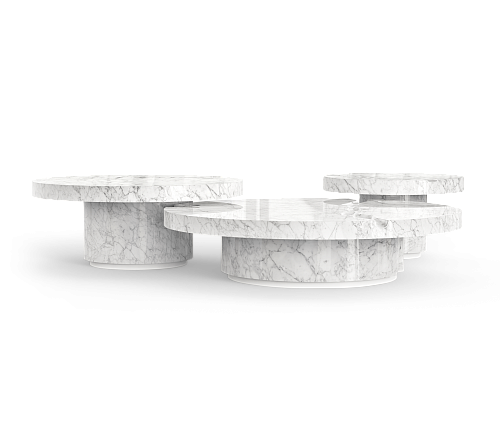 Ensemble de tables centrales Dominion marbre Carrara 3 pièces