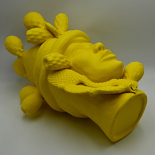 Moorkop gele handgemaakte sculptuur