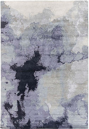 Tapis noué à la main abstrait violet