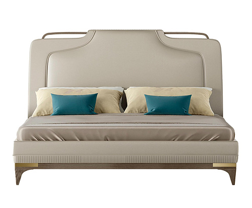 Beige lederen bed