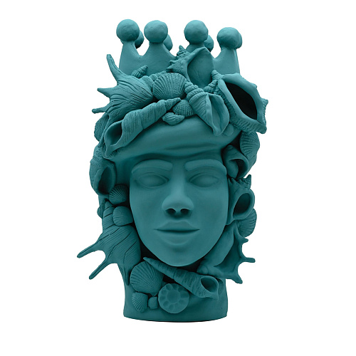 Moorkop petrol handgemaakte sculptuur