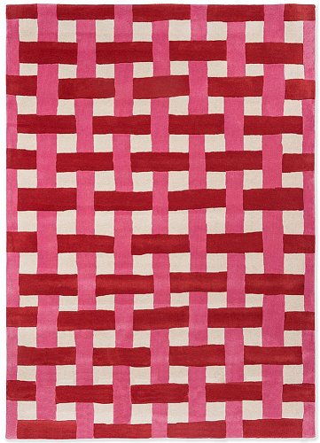 Basket Weave koraal/roze vloerkleed