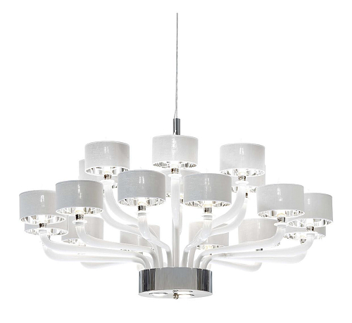 Lustre à bras en verre de Murano blanc finition nickel