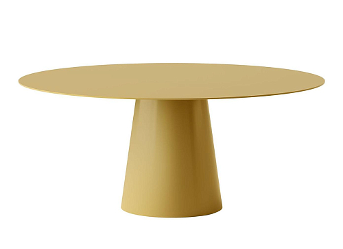 Table de salle à manger ronde Shell jaune