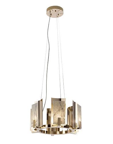 Carrara marmeren ronde kroonluchter met gouden afwerking