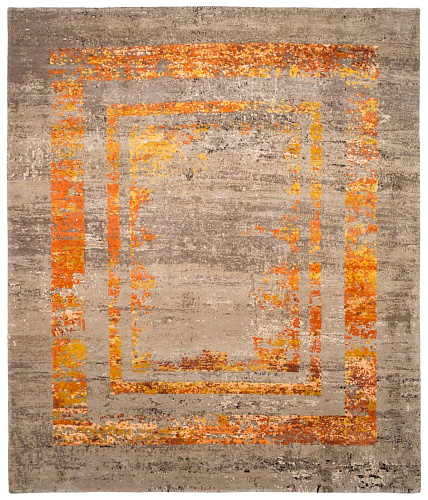 Artwork 27 drievoudige rand oranje vloerkleed
