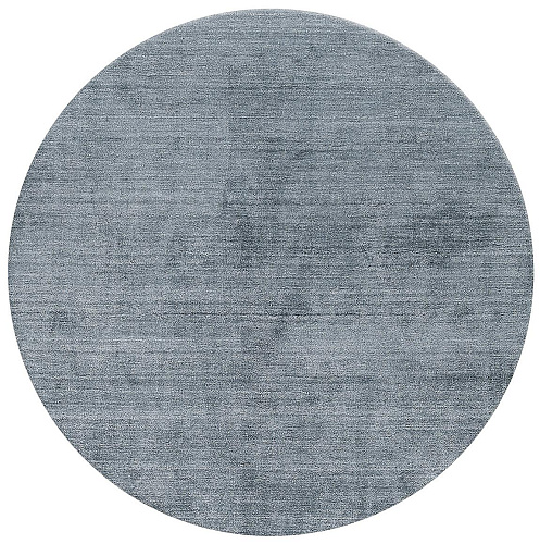 Tapis rond en soie de bambou bleu
