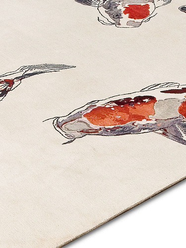Fish Original op wit luxe handgeknoopt vloerkleed