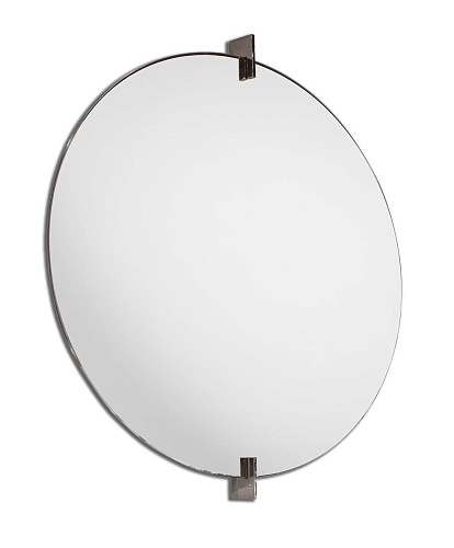 Miroir mural rond avec incrustations métalliques