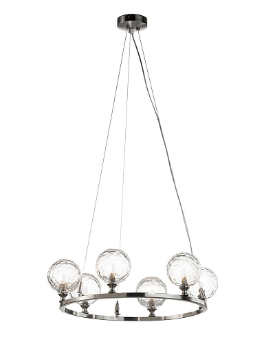 Nikkel kroonluchter met 6 handgesneden kristallen lichtpunten