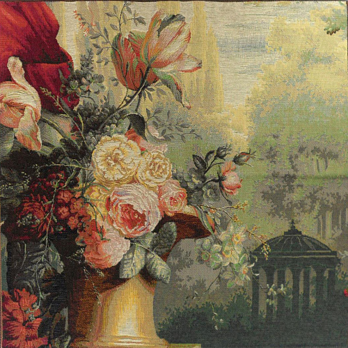 Kiosk en bloemen wandtapijt