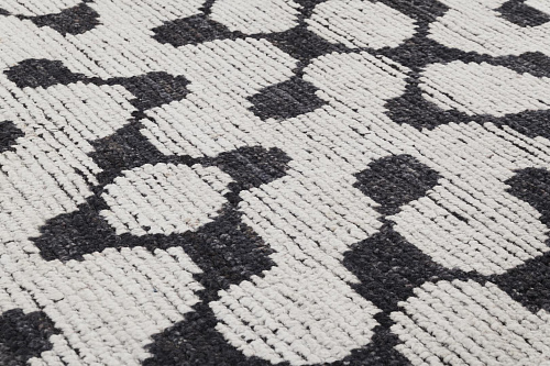 Puzzle handgeknoopt zwart wit vloerkleed
