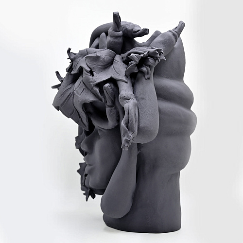 Moorkop grijze sculptuur