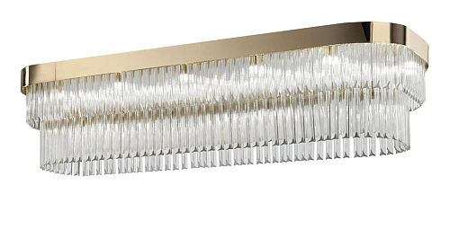 Luxe zachtgouden kroonluchter met transparant triedro glas
