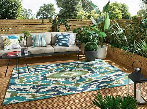 Ixora Emera/Palm/Chartr outdoor vloerkleed