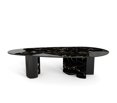 Table à manger Athena en marbre Portoro et onyx