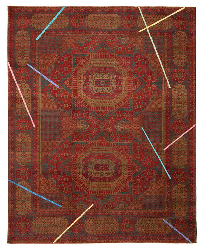 Mamluk Knightsbridge Neon Lamp rood veelkleurig zijden vloerkleed