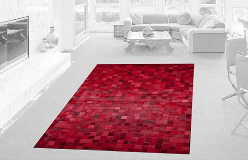 Mosaic rood koeienhuid vloerkleed