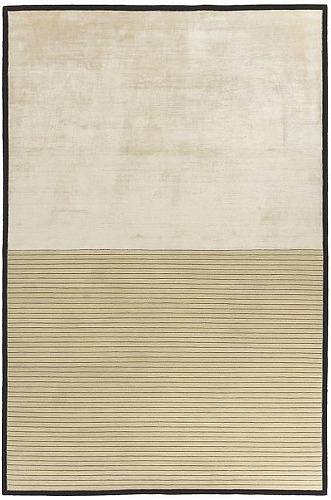 Hand Knotted beige gestreept wol & viscose vloerkleed