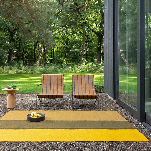 Festival streep geel outdoor vloerkleed