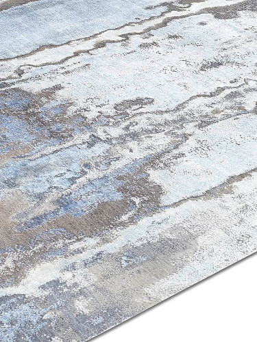Tapis de luxe fait main Argent bleu