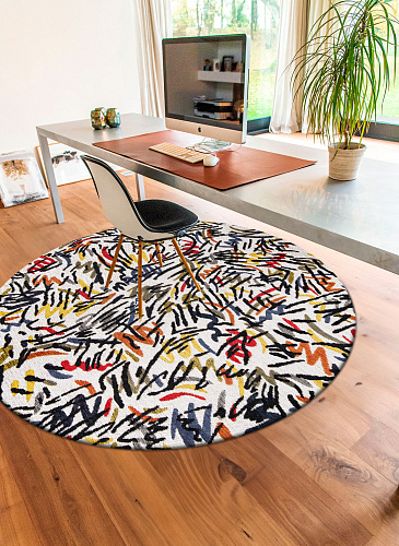 Camel Blue rond vloerkleed