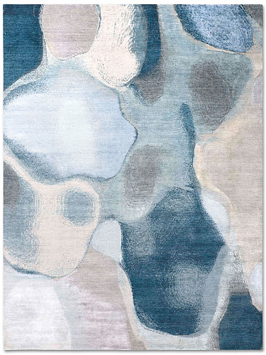 Turquoise Blue handgemaakt luxe vloerkleed