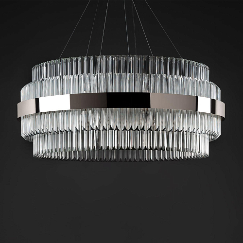 Moderne ronde nikkel kroonluchter met triedro glas