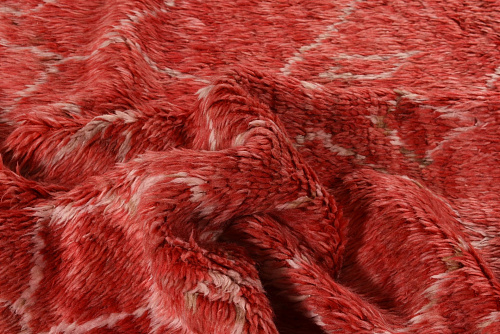 Berber rood hoogpolig vloerkleed