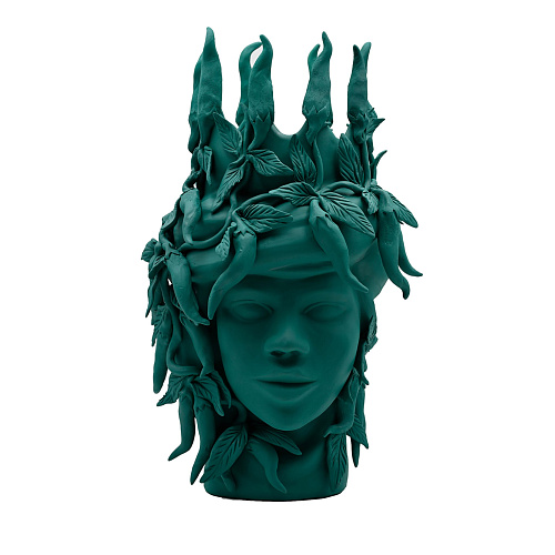 Moorkop donkergroene sculptuur