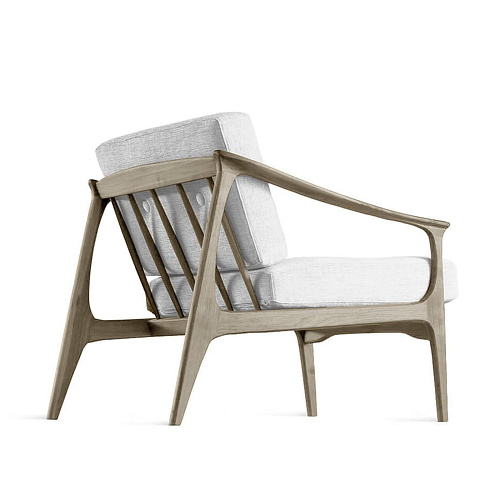Quiete grijze massief walnoten fauteuil