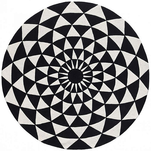 Tapis rond noir et blanc