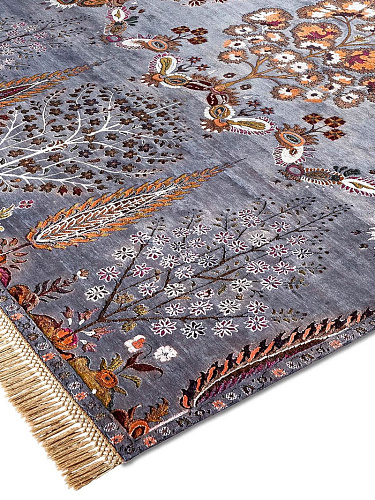 Tapis de luxe fait main Mughal anthracite