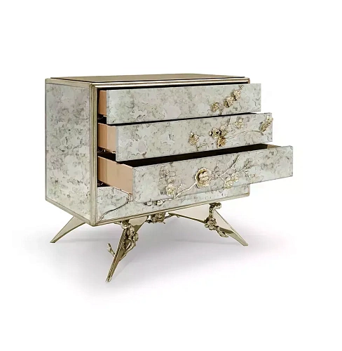 Table de nuit miroir vieilli Mirage