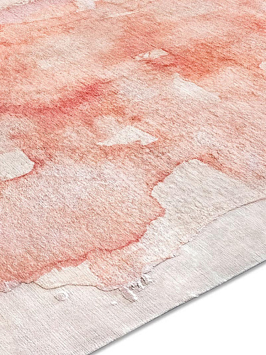 Mono roze luxe handgeknoopt vloerkleed