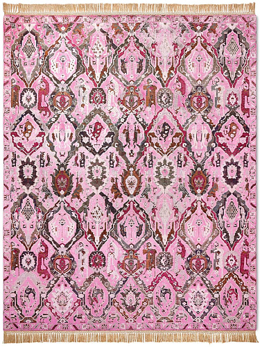 KavaBagh roze handgemaakt luxe vloerkleed