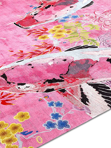 Fish roze luxe handgeknoopt vloerkleed