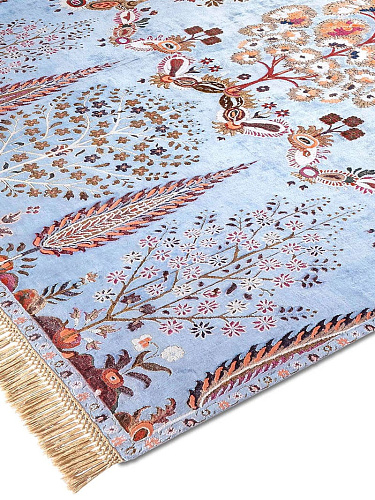Tapis de luxe fait main Mughal bleu