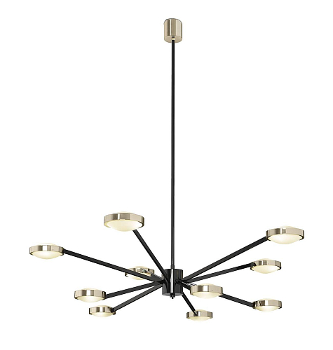 Grand lustre Art Déco en noir et laiton poli