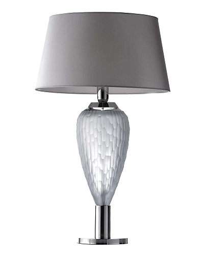 Lampe de table en cristal gris nid d'abeille finition nickel poli