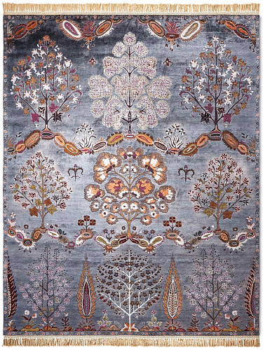 Tapis de luxe fait main Mughal anthracite