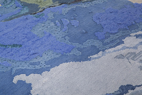 Tapis exclusif noué à la main bleu