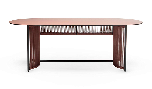 Table à manger ovale d'extérieur Altana Rouge