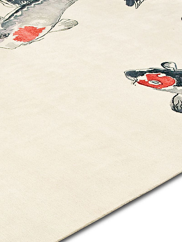 Tapis de luxe noué à la main Fish Original sur blanc