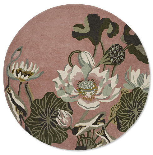 Waterlily stoffig roze rond vloerkleed