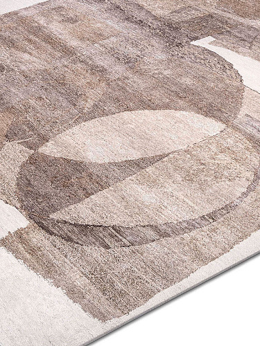 Zilver zand luxe handgeknoopt vloerkleed