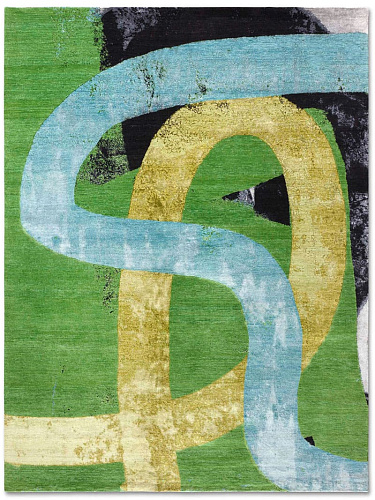 Tapis tissé main Original vert jaune
