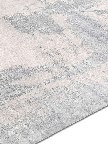 Grijs beige handgeknoopt vloerkleed