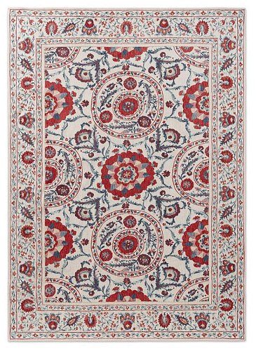 Tapis Anthos rouge indigo design