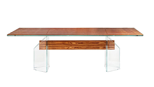 Table à manger en bois et verre Parigi